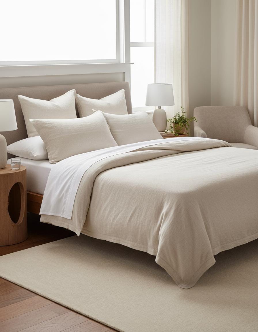 Hand-Tufted Ivory Wool Rug: Plush, Neutral Style, Soft Pile