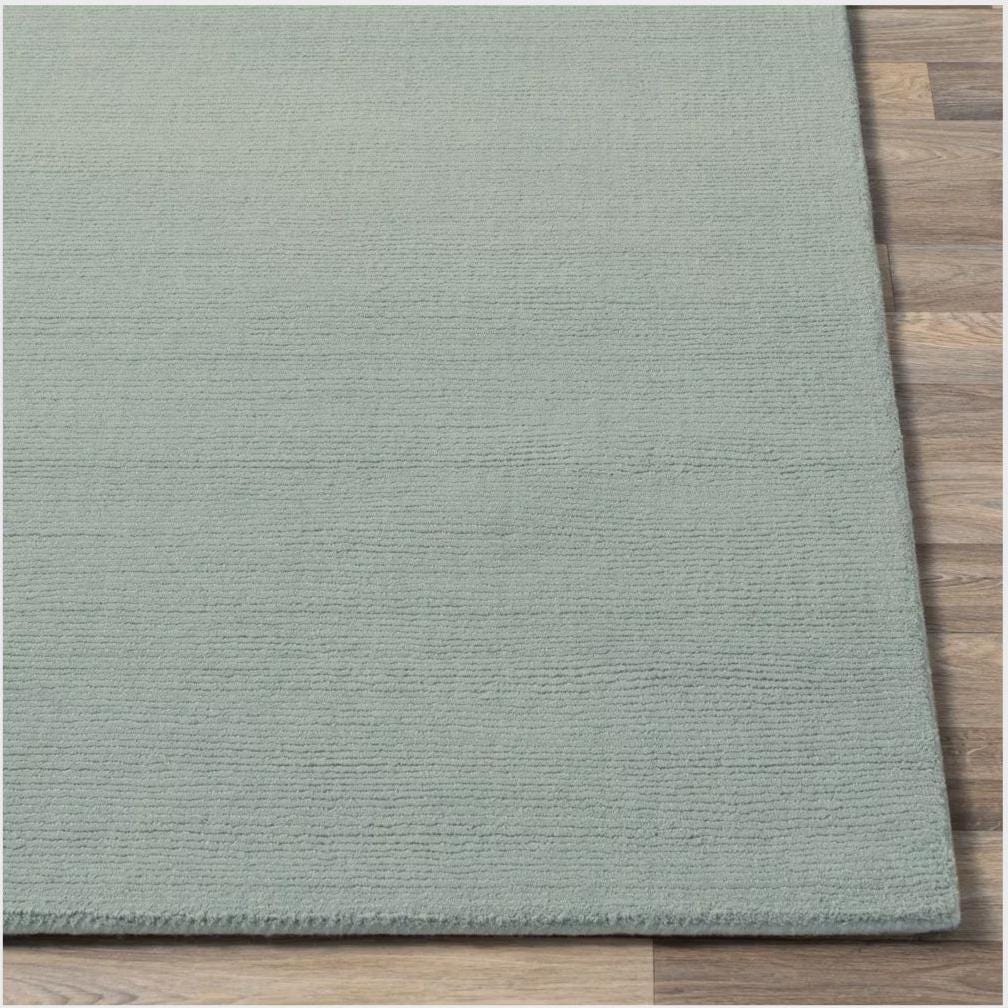 Handwoven Sage Green Area Rug: Earthy Boho Style, solid color rug