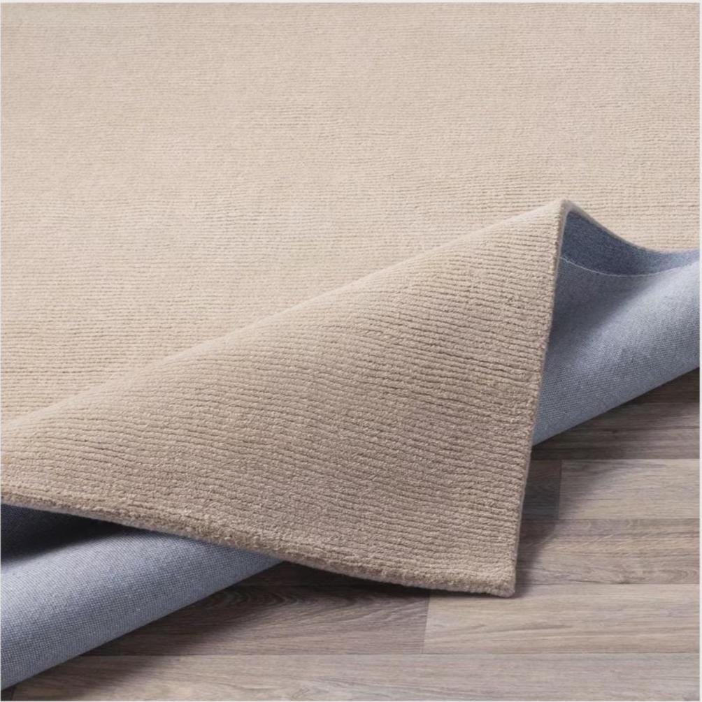Hand-Tufted Wool Rug: Solid Beige, Soft Plush Texture