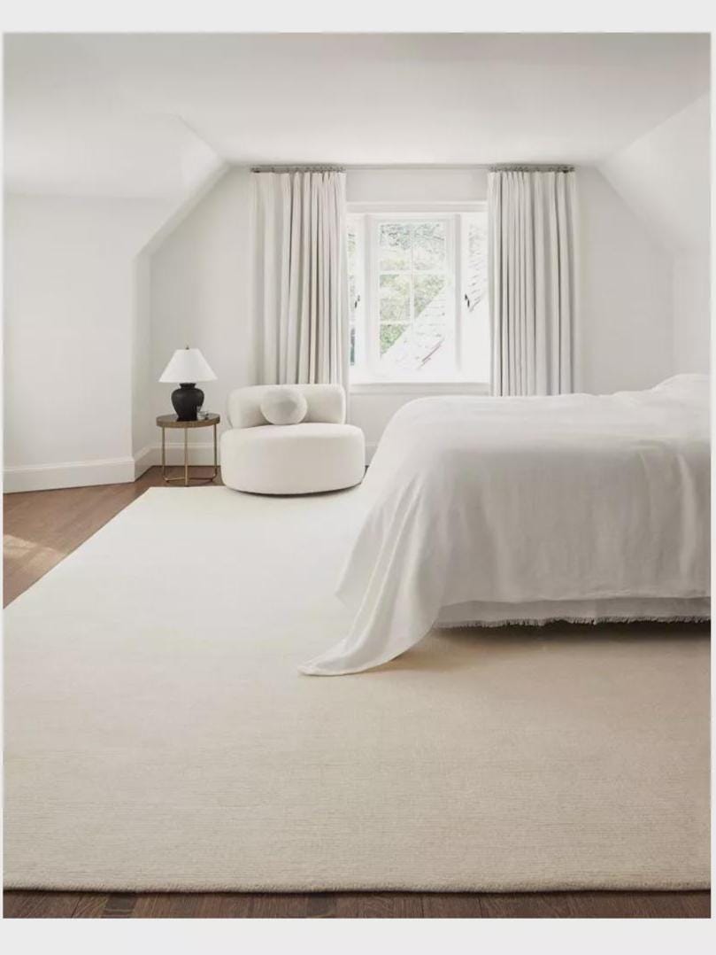 Hand-Tufted Ivory Wool Rug: Plush, Neutral Style, Soft Pile