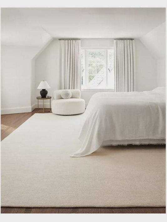 Hand-Tufted Ivory Wool Rug: Plush, Neutral Style, Soft Pile