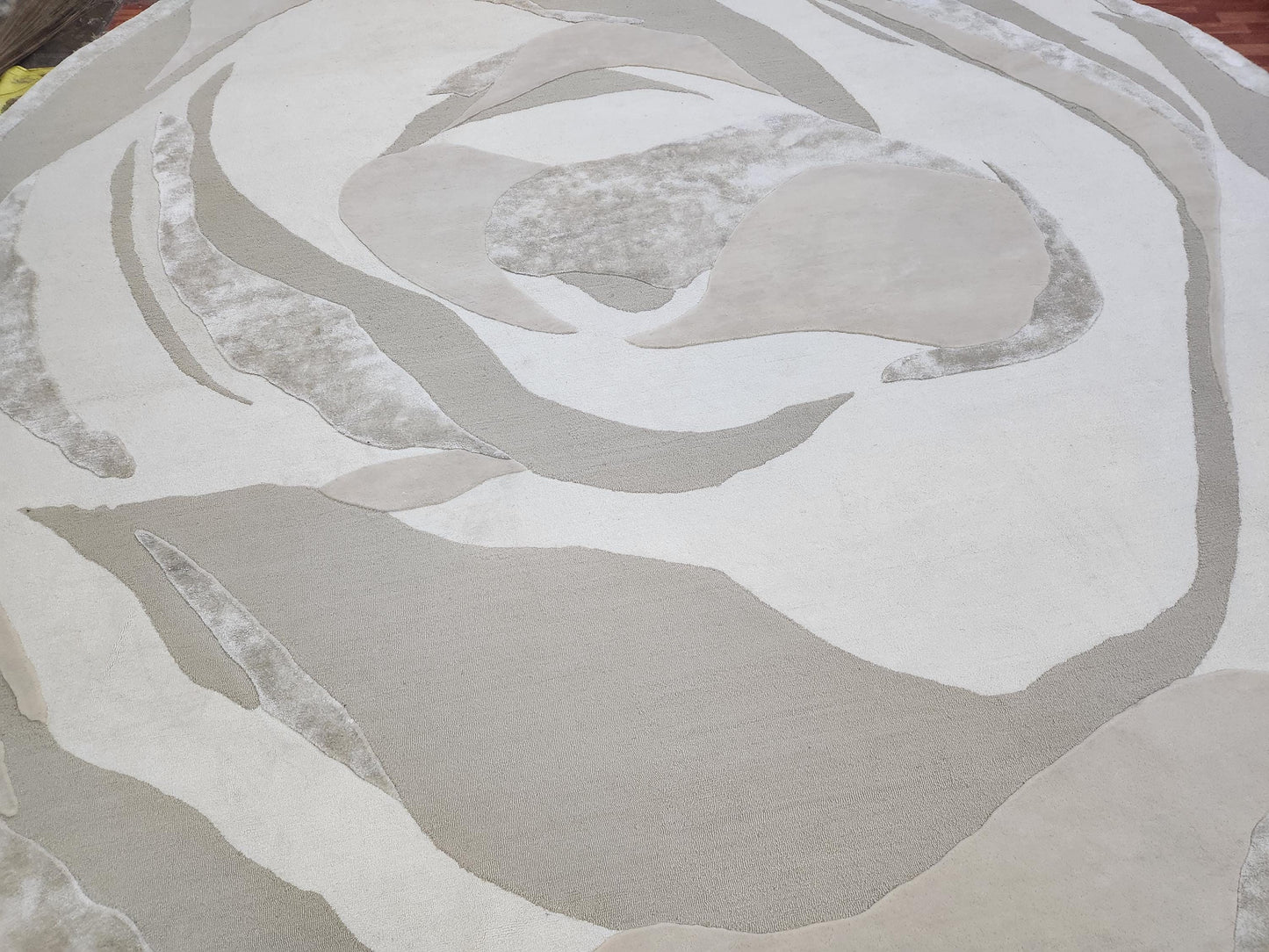 Handwoven Irregular New Zealand Wool Rug: Bamboo Silk, Modern Design