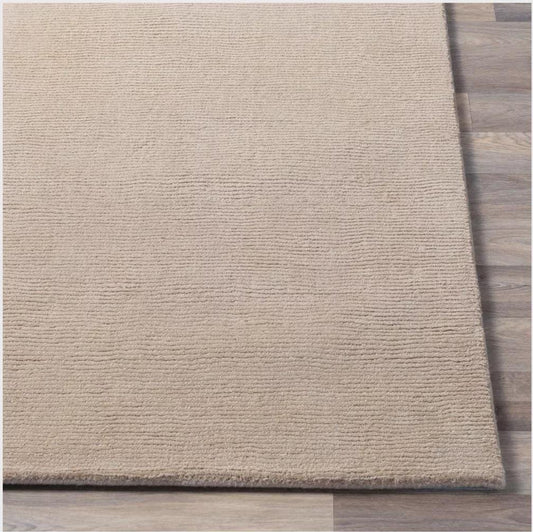 Hand-Tufted Wool Rug: Solid Beige, Soft Plush Texture