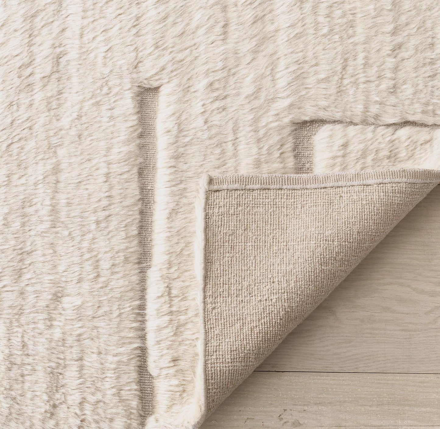 Ivory Hand-Knotted Wool Rug | Soft Natural Wool Carpet | Textured Cut Pile long fibers | Cozy Winter Decor