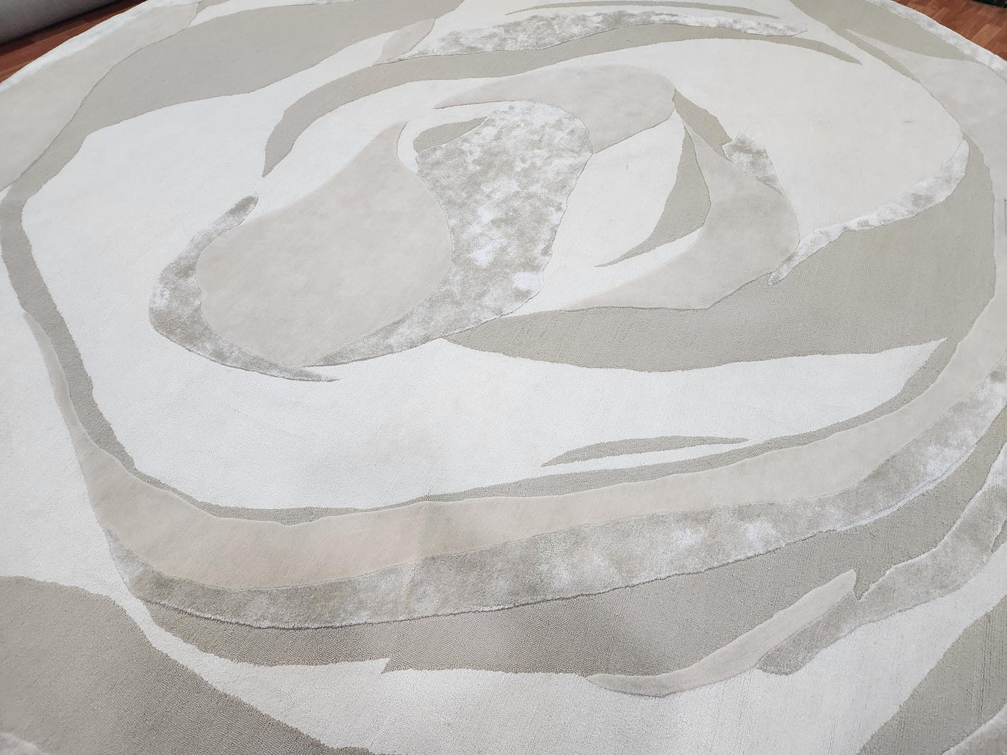 Handwoven Irregular New Zealand Wool Rug: Bamboo Silk, Modern Design