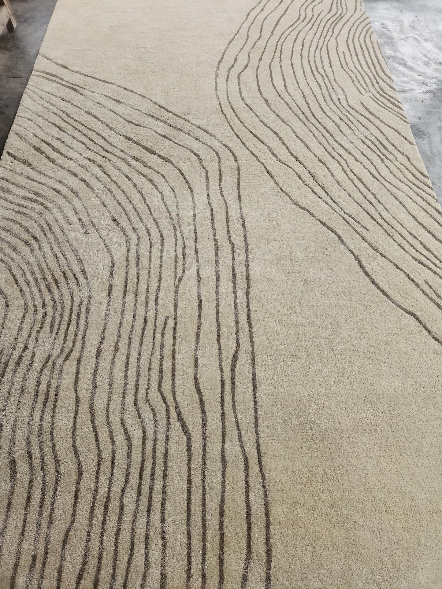 Hand-Tufted Wool Area Rug: Cream and Brown Minimalist Design