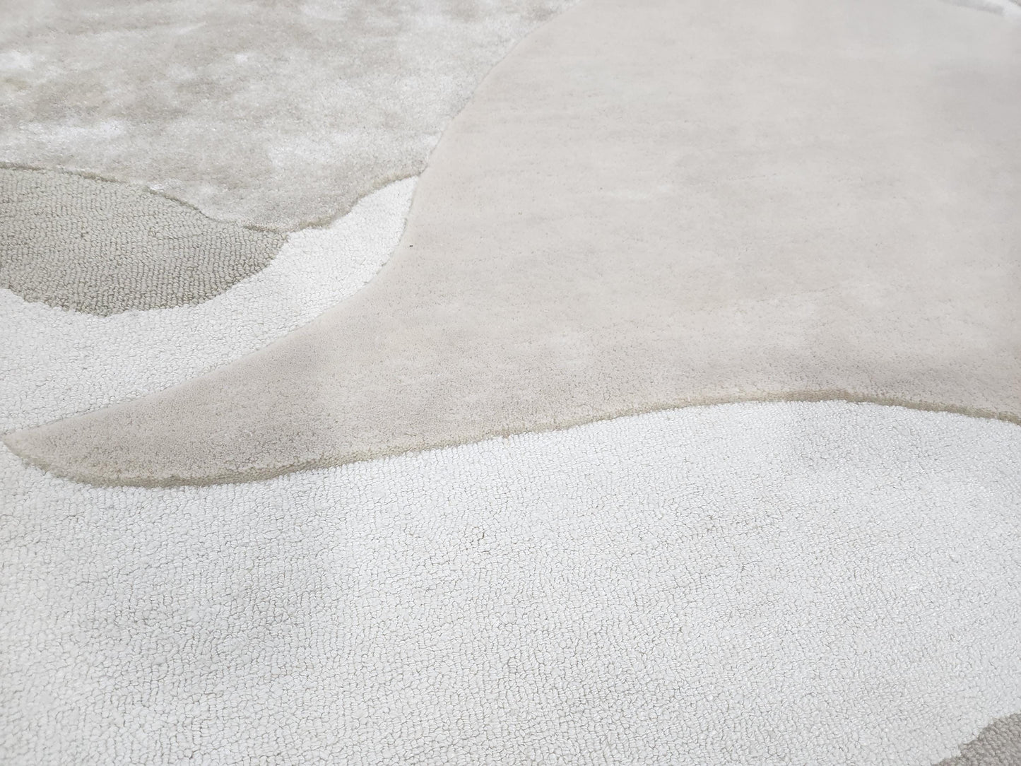 Handwoven Irregular New Zealand Wool Rug: Bamboo Silk, Modern Design