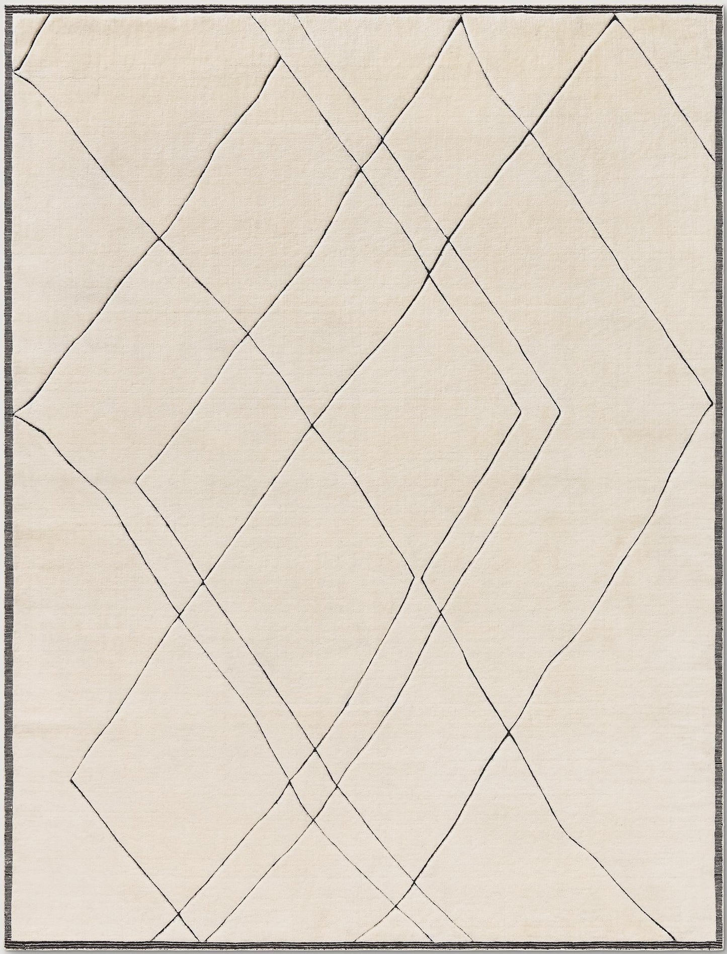 Handwoven New Zealand Wool Rug: Abstract Diamond Design, Very soft woollen carpet.