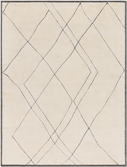 Handwoven New Zealand Wool Rug: Abstract Diamond Design, Very soft woollen carpet.
