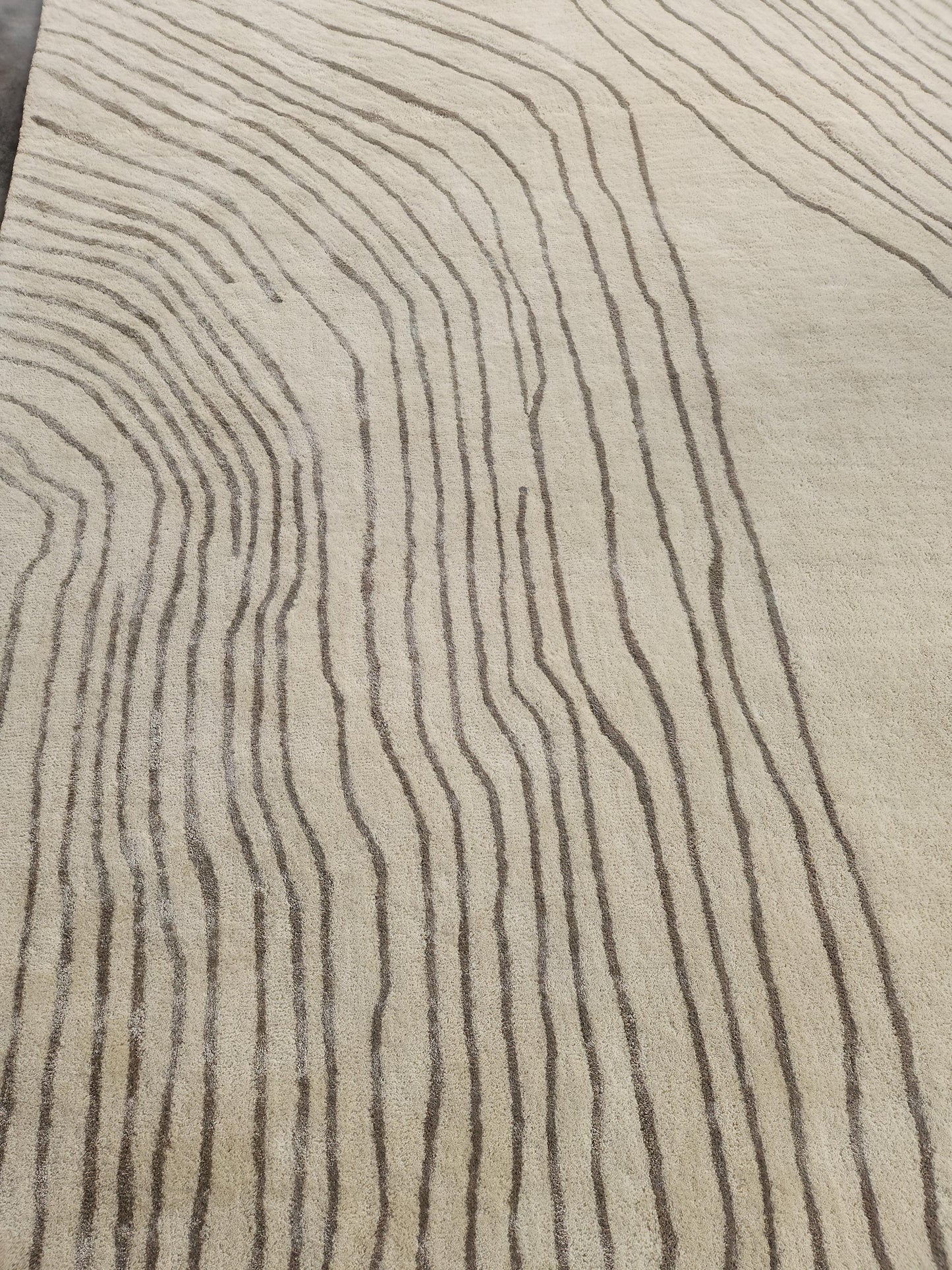 Hand-Tufted Wool Area Rug: Cream and Brown Minimalist Design