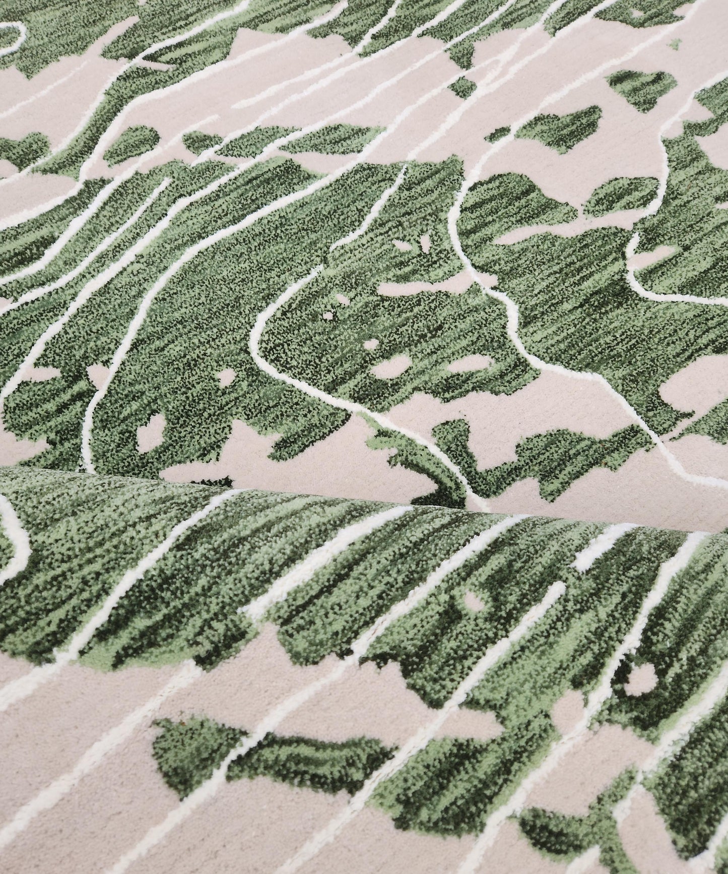 Handwoven Olive & Sage Wool Rug, Modern Abstract Design