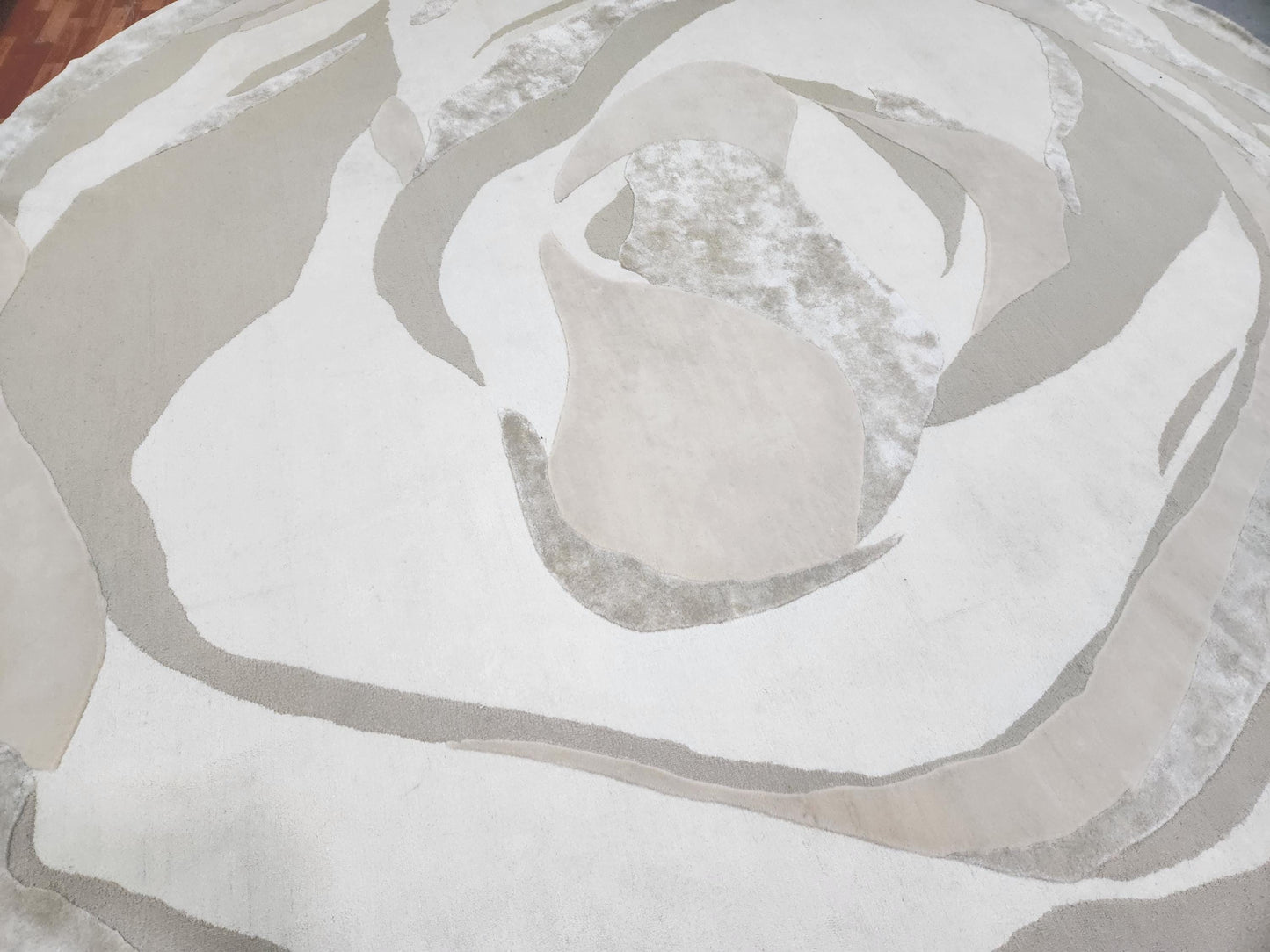Handwoven Irregular New Zealand Wool Rug: Bamboo Silk, Modern Design
