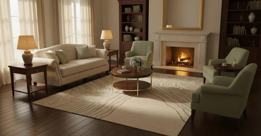 Hand-Tufted Wool Area Rug: Cream and Brown Minimalist Design