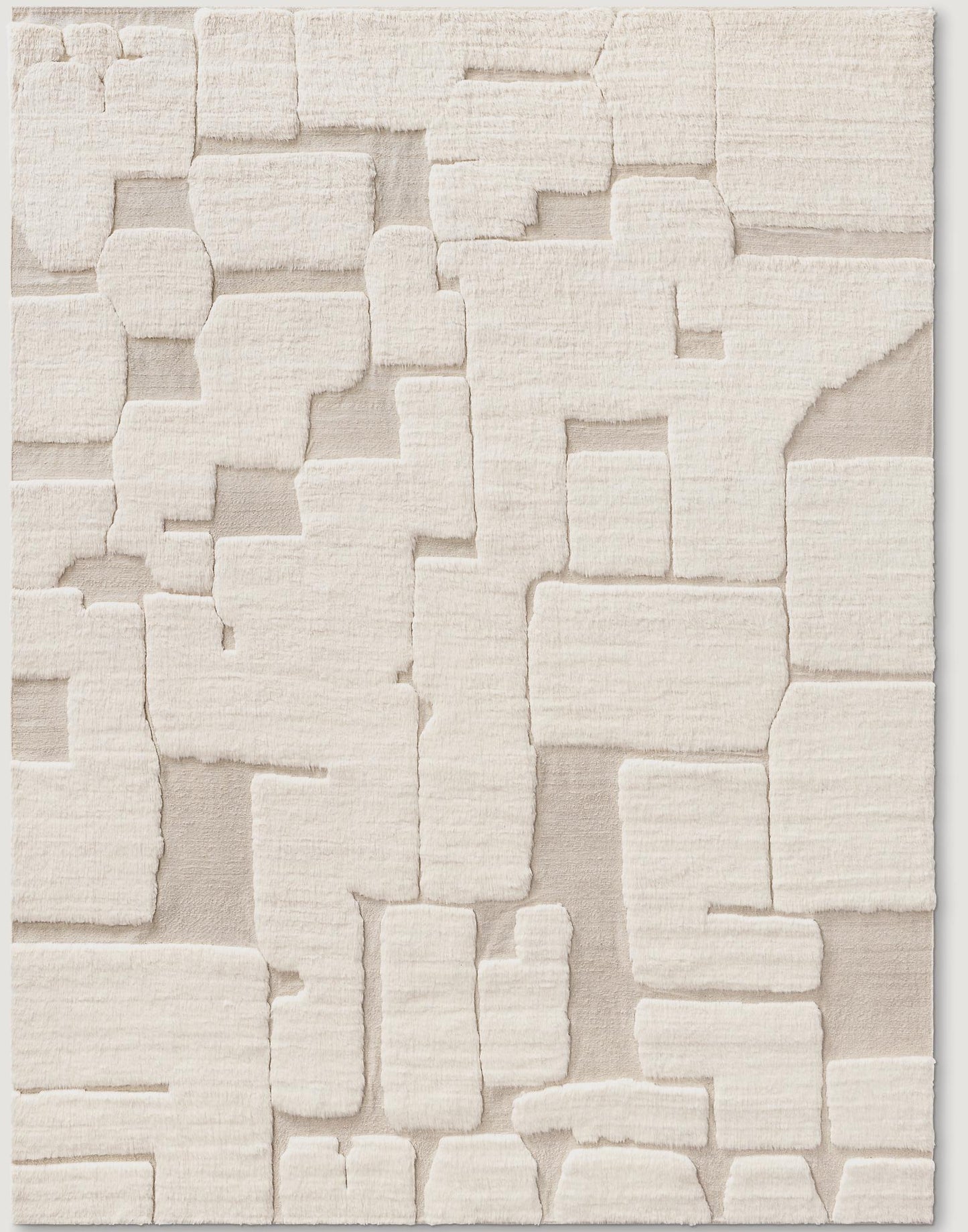 Ivory Hand-Knotted Wool Rug | Soft Natural Wool Carpet | Textured Cut Pile long fibers | Cozy Winter Decor