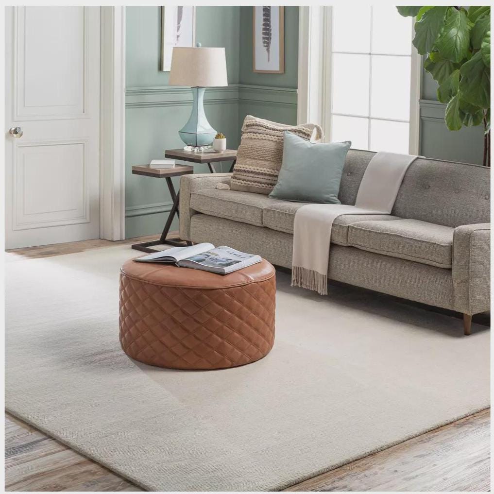 Hand-Tufted Ivory Wool Rug: Plush, Neutral Style, Soft Pile