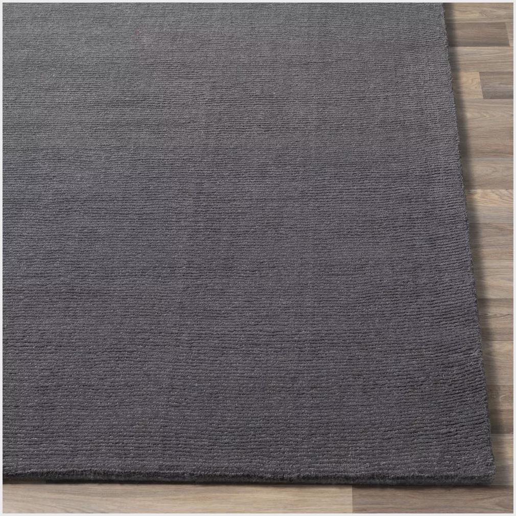 Hand-Tufted Charcoal Wool Rug: Soft Modern Minimalist Style, Solid plain dark floor carpet.